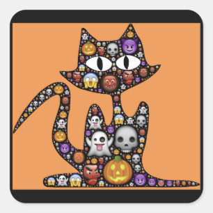 autocollants de chats halloween emoji