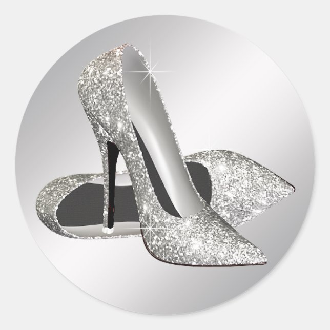 Autocollants de chaussures à talons hauts argentés (Devant)
