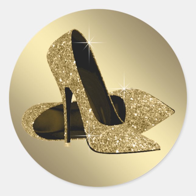 Autocollants de chaussures à talons hauts en or no (Devant)