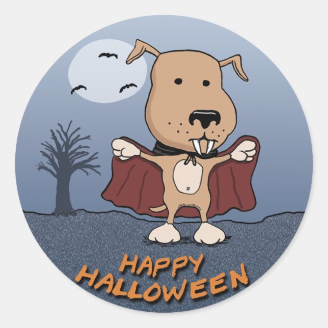 Autocollants de chien Vampire Halloween : Count Ba (Devant)