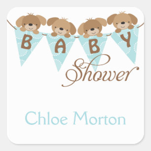 Autocollants de chiot en baby shower doux