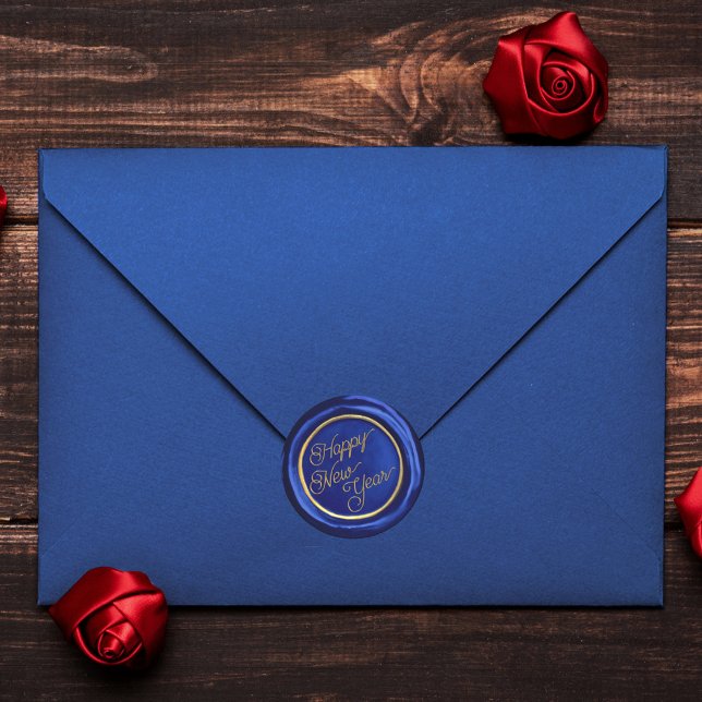 Autocollants de cire à cacheter « Bonne année bleu (Créateur téléchargé)