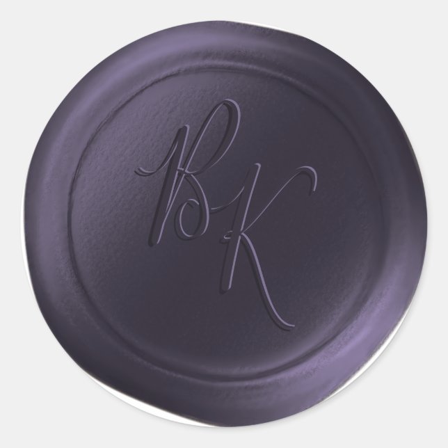 Autocollants de cire à double monogramme violet fo (Devant)