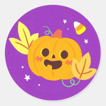 Autocollants de citrouille Halloween mignons viole