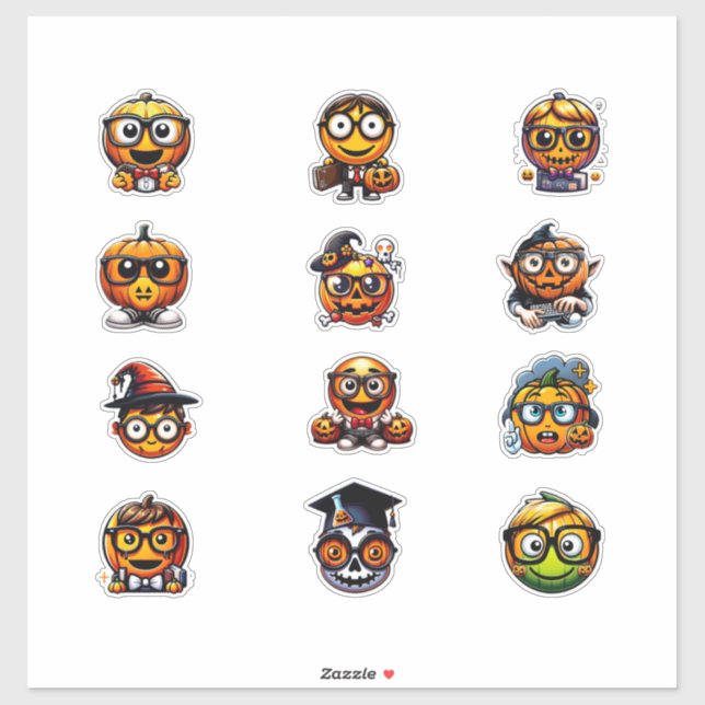 Autocollants de citrouille ressemblant à l'émoji N (Feuille)