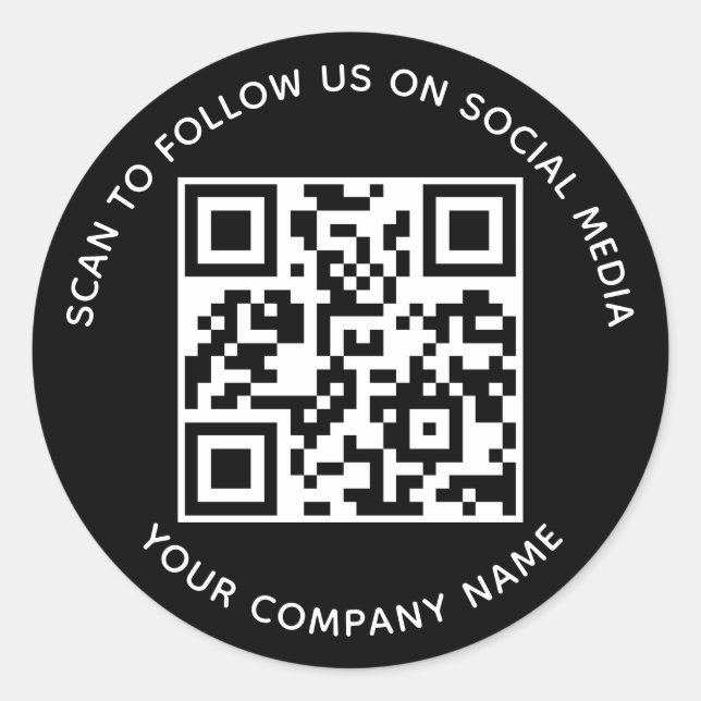 Autocollants de code QR des médias sociaux Noir Sc (Devant)