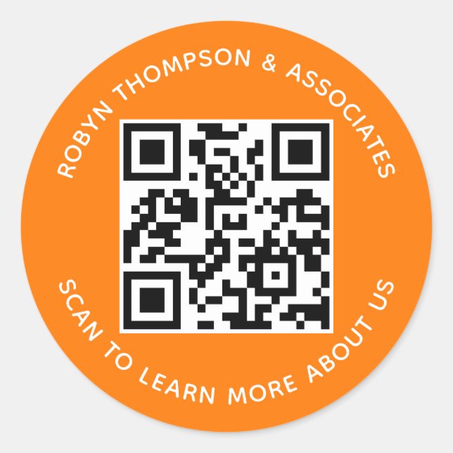 Autocollants de code QR orange personnalisés nom d (Devant)