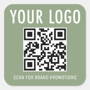 Autocollants de code QR vert sauge affaires logo c