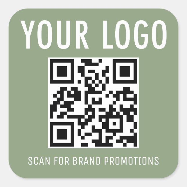 Autocollants de code QR vert sauge affaires logo c (Devant)