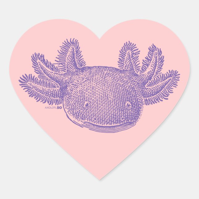 Autocollants de coeur de Axolotl - VIOLET & ROSE - (Devant)