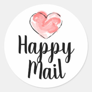 autocollants de commerce de courrier heureux rond