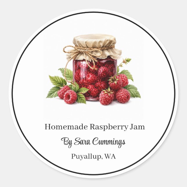 Autocollants de Confiture de Framboise Maison (Devant)
