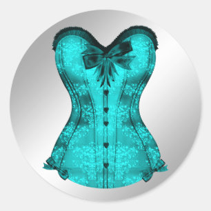 Autocollants de corset bleu sarcelle élégant