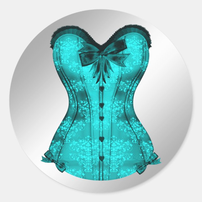 Autocollants de corset bleu sarcelle élégant (Devant)