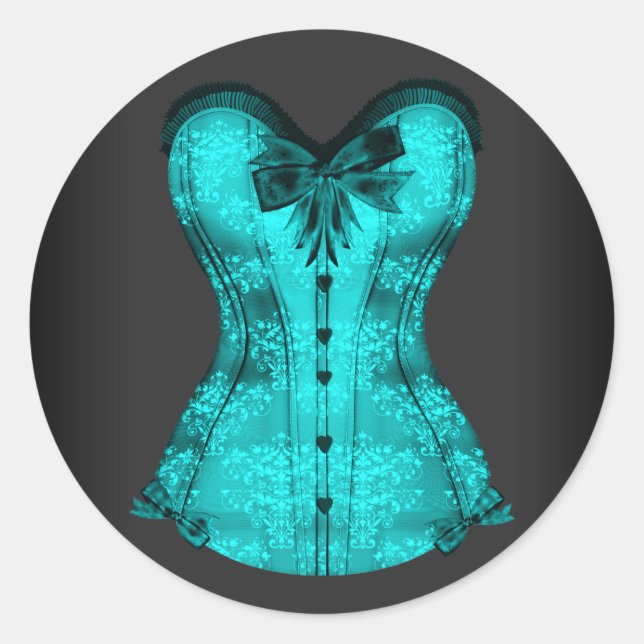 Autocollants de corset bleu sarcelle élégant (Devant)