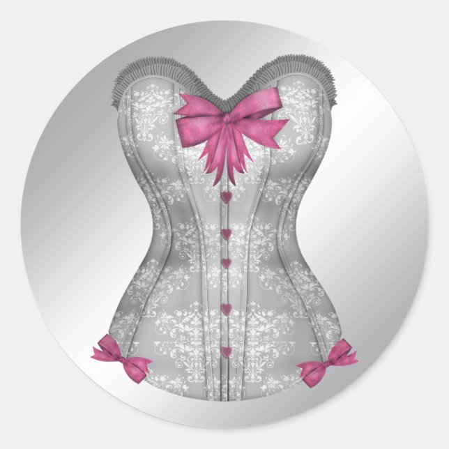 Autocollants de corset élégants rose et gris (Devant)