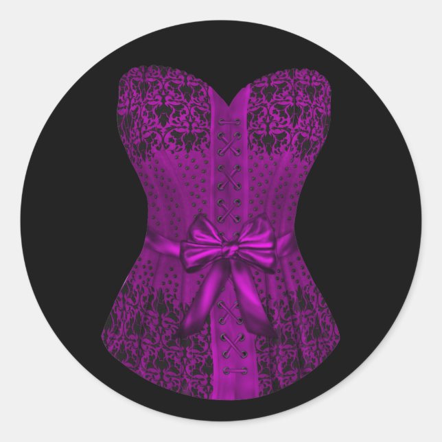 Autocollants de corset noir et violet élégants (Devant)