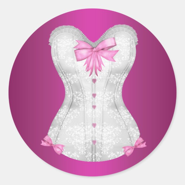 Autocollants de corset rose chaud élégant (Devant)