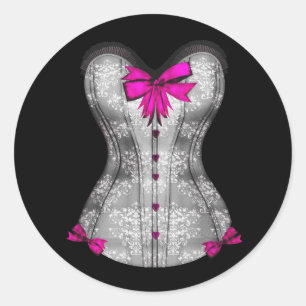 Autocollants de corset rose chaud élégant