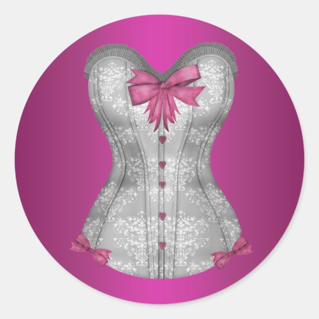 Autocollants de corset rose chaud élégant (Devant)