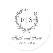 Autocollants de couronne de monogramme noir et bla