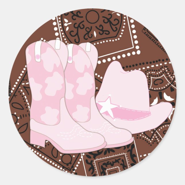 Autocollants de cowgirl marron rose (Devant)