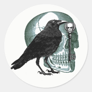 Autocollants de crâne et de fausse clé de Raven