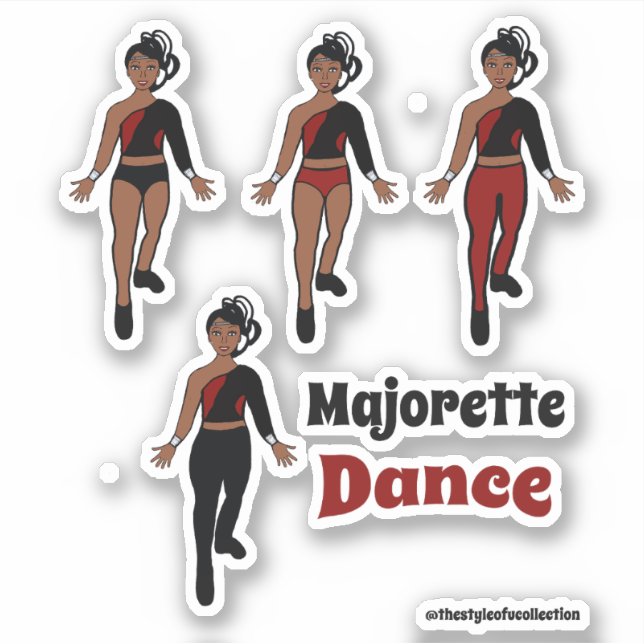 Autocollants de danseuse Quick Change Noir Rouge (Devant)