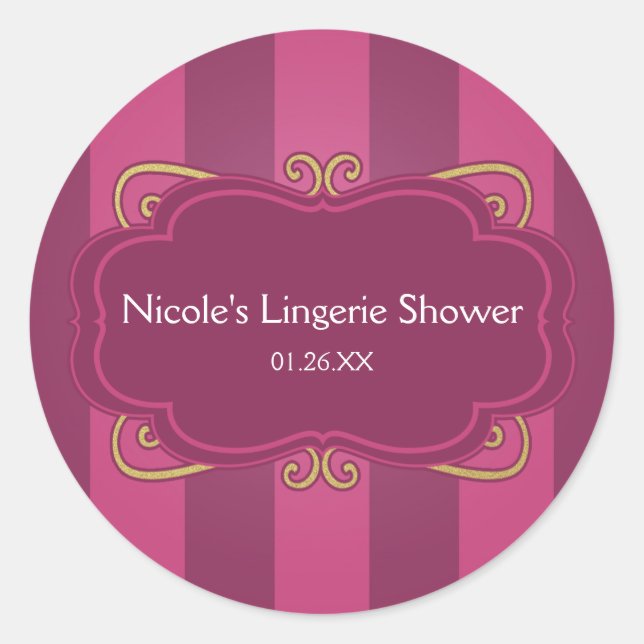 Autocollants de douche lingerie violet rayé et or (Devant)
