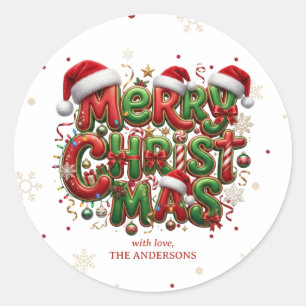Autocollants de famille de Noël typographiques rét