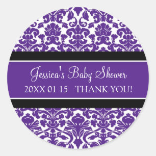 Autocollants de faveur de baby shower de damassé