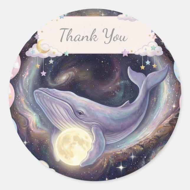 Autocollants de Faveur de Baby Shower Lune Céleste (Devant)