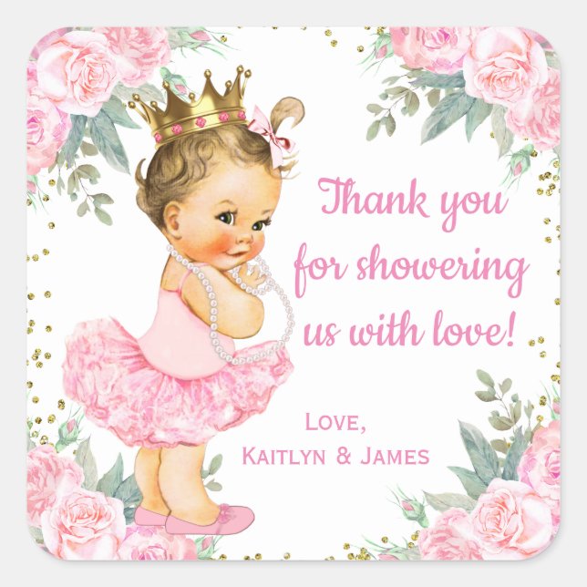 Autocollants de Faveur de Baby Shower Princesse (Devant)