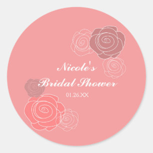 Autocollants de faveur de douche de mariage corail
