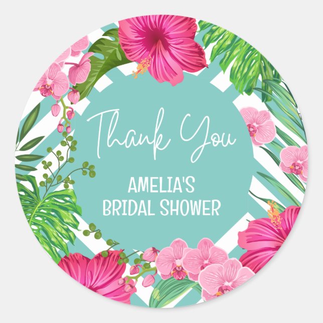 Autocollants de faveur de douche nuptiale florale  (Devant)