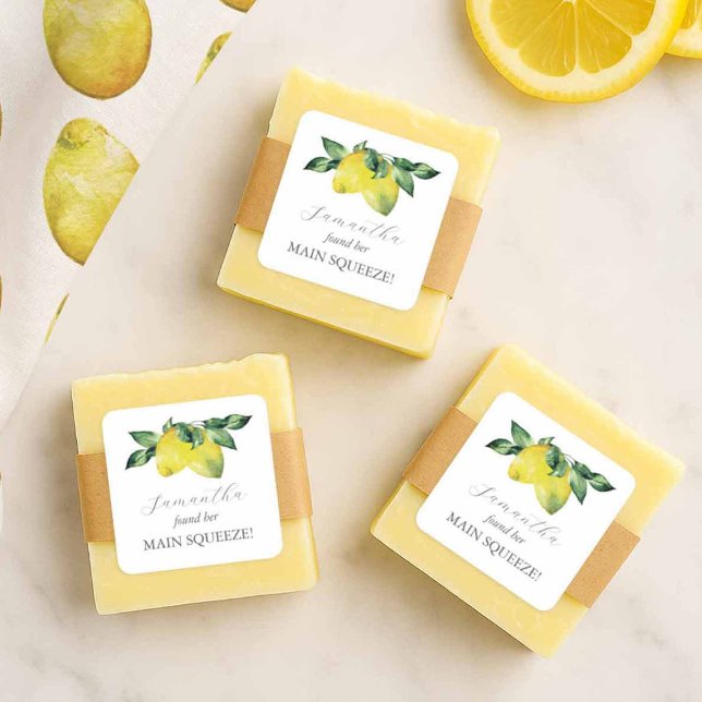 Autocollants de faveur de douche nuptiale Main Squ (lemon theme bridal shower favors stickers )