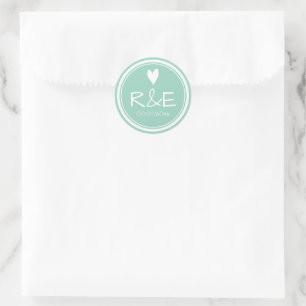 Autocollants de faveur de mariage à coeur sarcelle