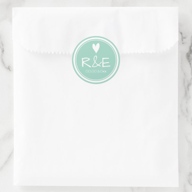 Autocollants de faveur de mariage à coeur sarcelle (Sac)