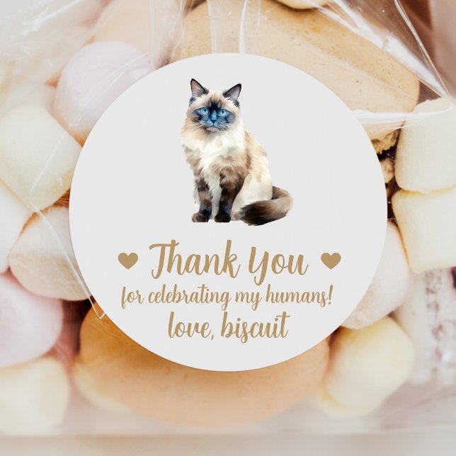 Autocollants de Faveur de Mariage de Chat Birman (Créateur téléchargé)