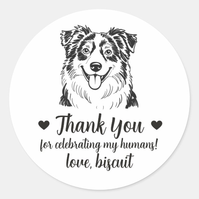 Autocollants de Faveur de Mariage de Chien Berger  (Devant)