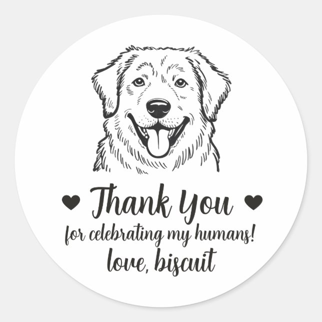 Autocollants de Faveur de Mariage de Chien des Gra (Devant)