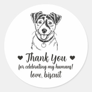 Autocollants de faveur de mariage de chien Jack Ru