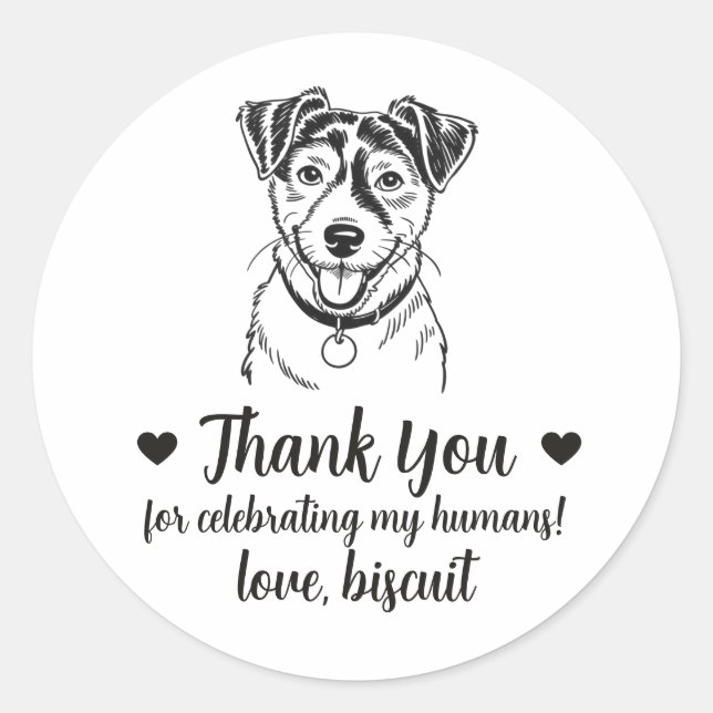 Autocollants de faveur de mariage de chien Jack Ru (Devant)