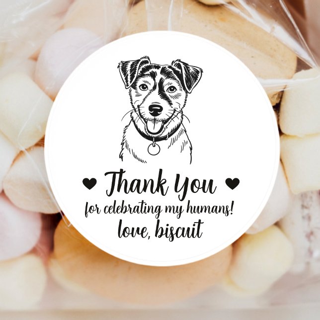 Autocollants de faveur de mariage de chien Jack Ru (Créateur téléchargé)