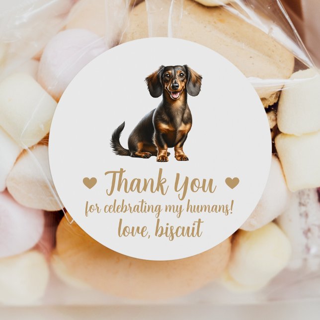 Autocollants de Faveur de Mariage de Chien Teckel (Créateur téléchargé)