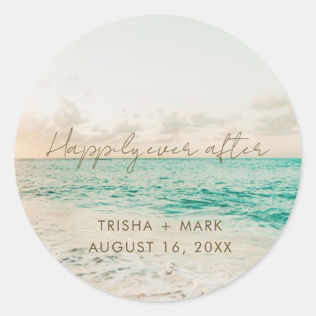 Autocollants de Faveur de Mariage de Plage (Devant)