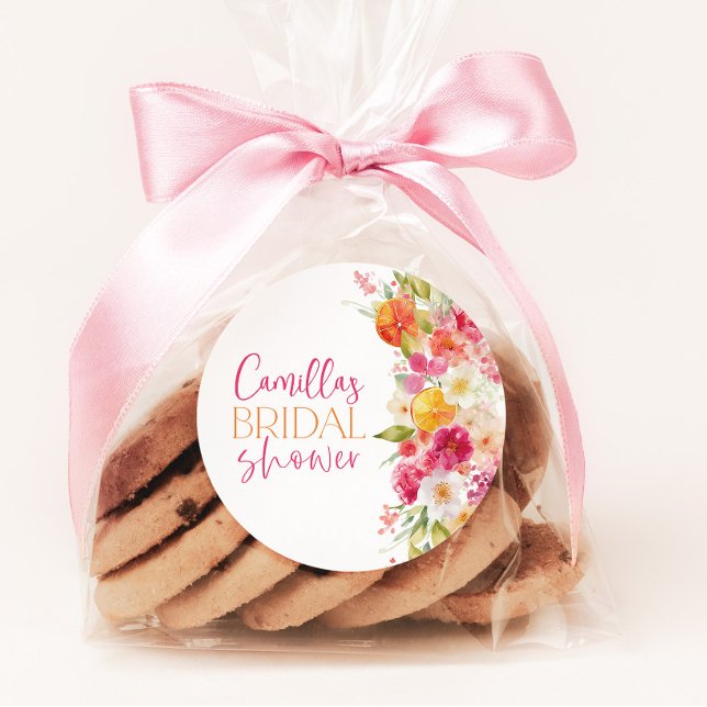 Autocollants de Faveur de Mariage Floral Citron Cl (Bright Floral Citrus Bridal Shower Favor Stickers)