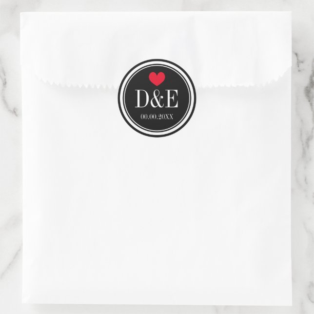 Autocollants de faveur de mariage monogramme avec  (Sac)