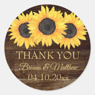 Autocollants de Faveur de Mariage Tournesols de Ca