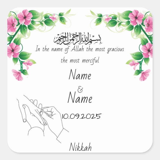 autocollants de faveur de Nikkah  (Devant)